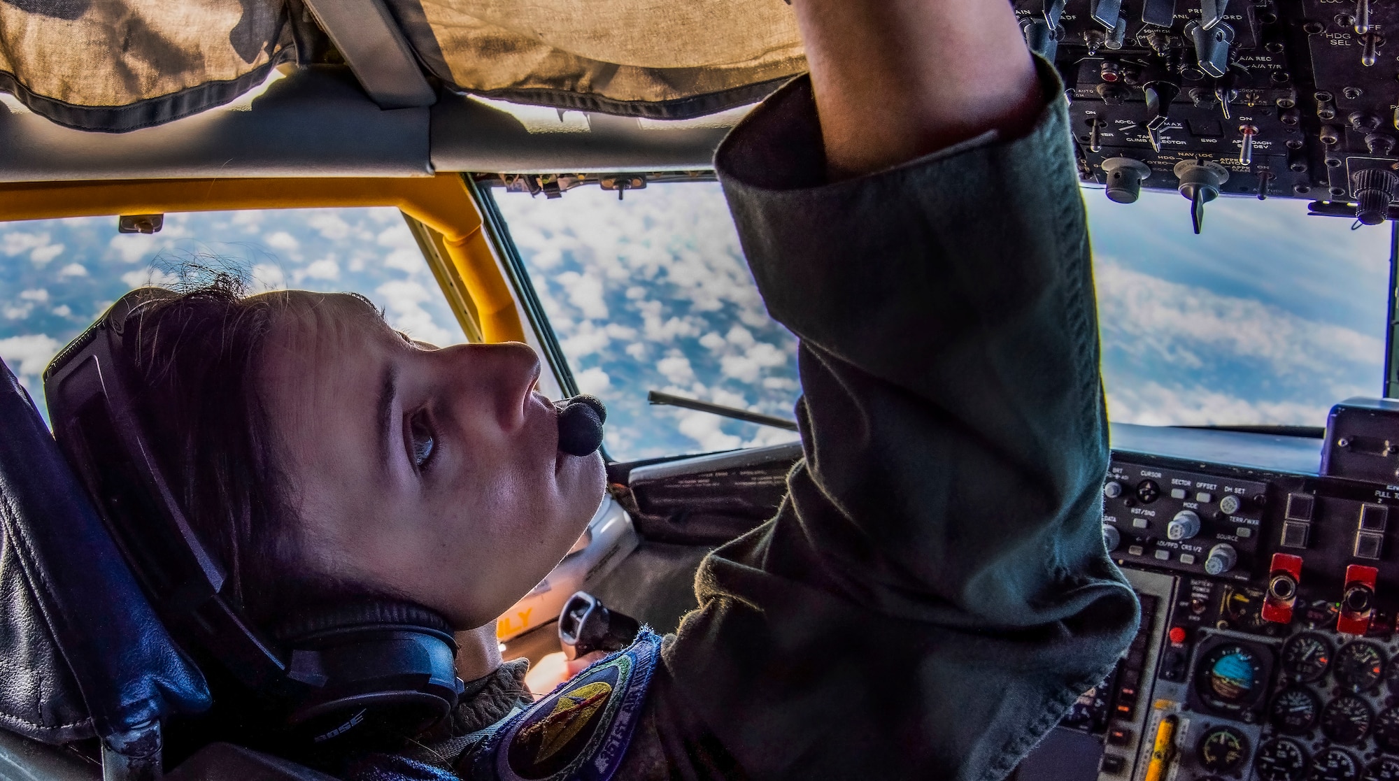 U.S. Air Force Capt. Ellis Field, 351st Air Refueling Squadron pilot, flies a KC-135 Stratotanker aircraft  during exercise Astral Knight 21 over Europe, May 18, 2021.