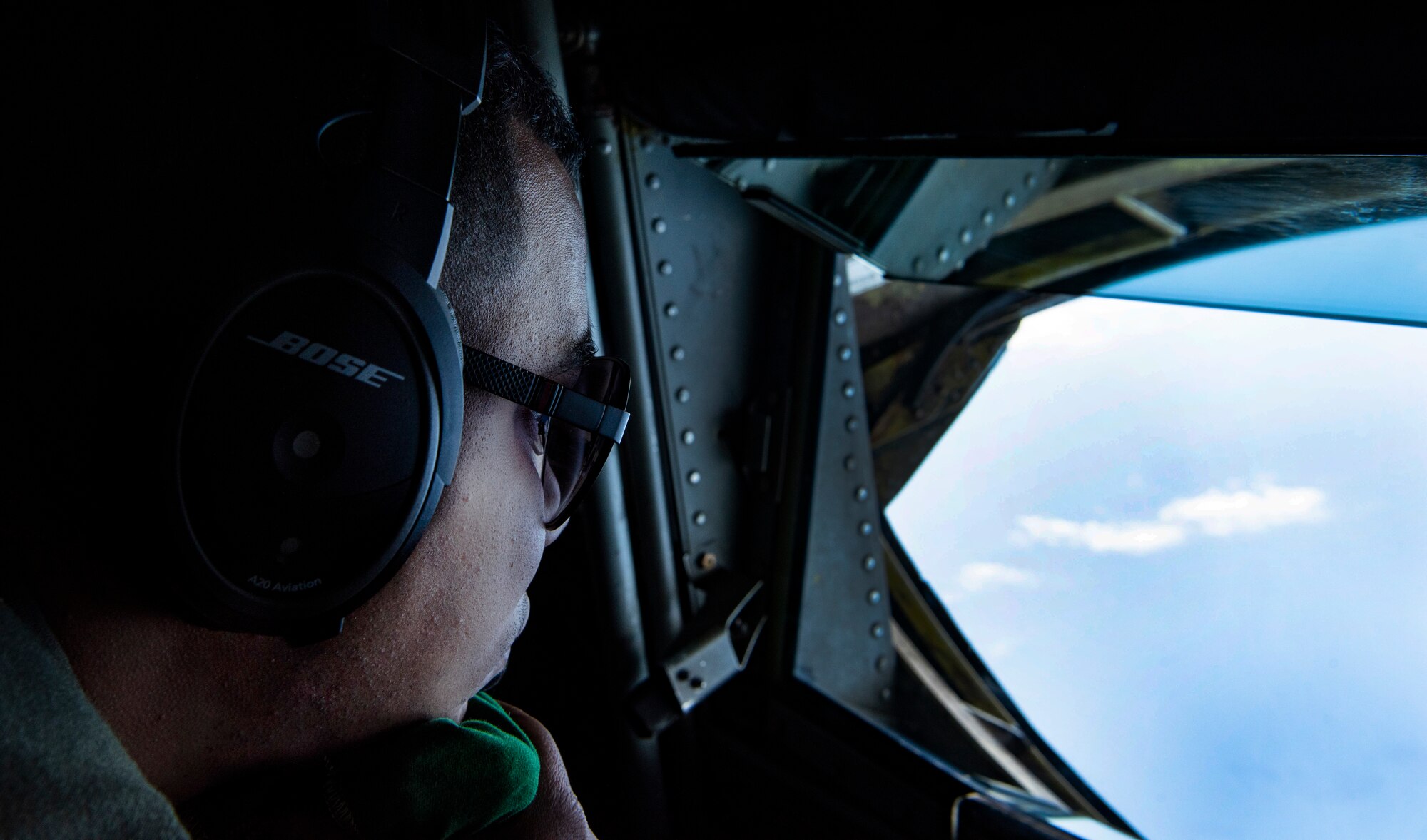 U.S. Air Force Senior Airman Anthony Toliver, 351st Air Refueling Squadron, boom Operator, refuels a U.S Air Force F-16C Fighting Falcon aircraft assigned to the 555th Fighter Squadron, Aviano Air Base, Italy, during exercise Astral Knight 21 over Italy, May 18, 2021.