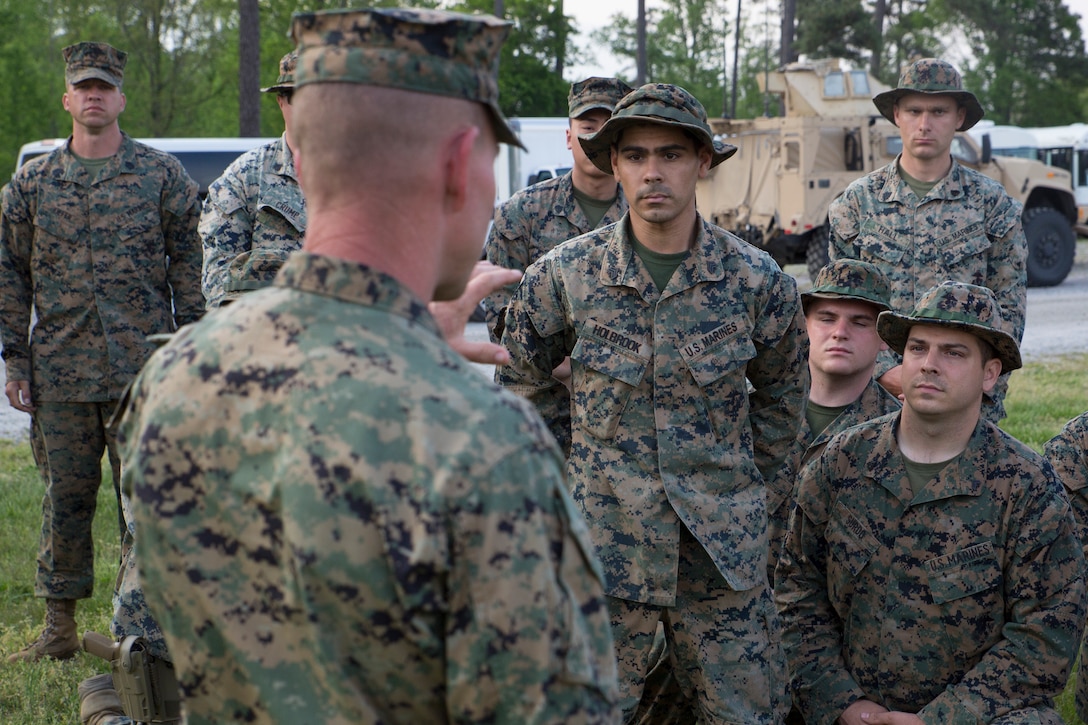 Col Collier speaking to Marines during the 1st Annual MCSFR Squad