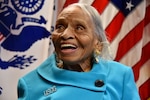 Dr. Olivia Hooker before a ceremony to name the galley at Coast Guard Sector New York in her honor March 12, 2015. Hooker was the first African-American female to join the Coast Guard