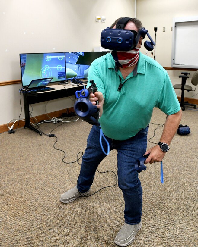 man practicing painting