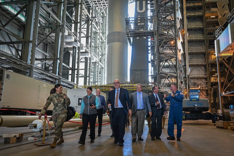 Acting Secretary of the Air Force John P. Roth, tours Cape Canaveral Space Force Station, Fla., May 17, 2021. During his visit, Roth toured several facilities at CCSFS and met with Airmen and Guardians supporting space launch operations. (U.S. Space Force photo by Airman 1st Class Thomas Sjoberg)
