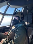 Pilot in mask while flying.