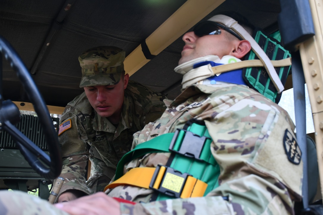 Soldiers test for Expert Field Medical Badge at Fort McCoy