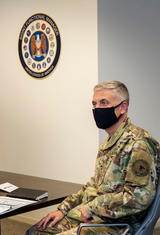 Gen. Paul M. Nakasone, U.S. Cyber Command commander and National Security Agency director, opens discussion for the USCYBERCOM and Army Warfighter Talks in Washington D.C., May 12, 2021.