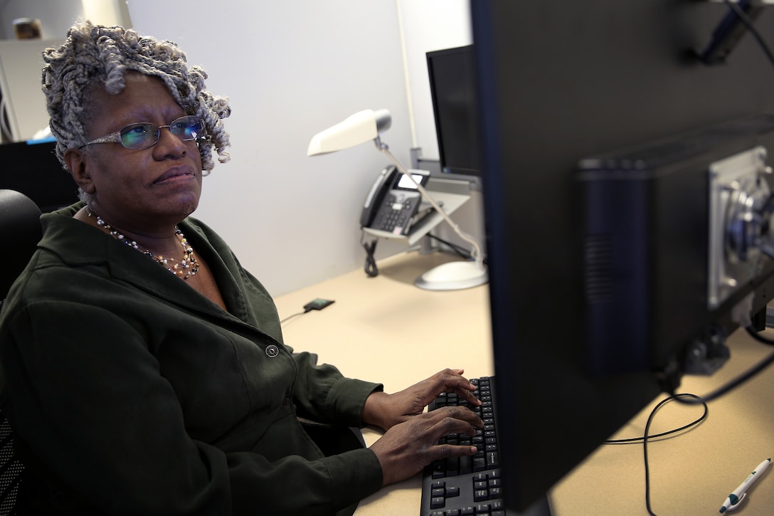 A U.S. Cyber Command, Cyber National Mission Force member works at Fort George G. Meade Md., Feb. 24, 2021.