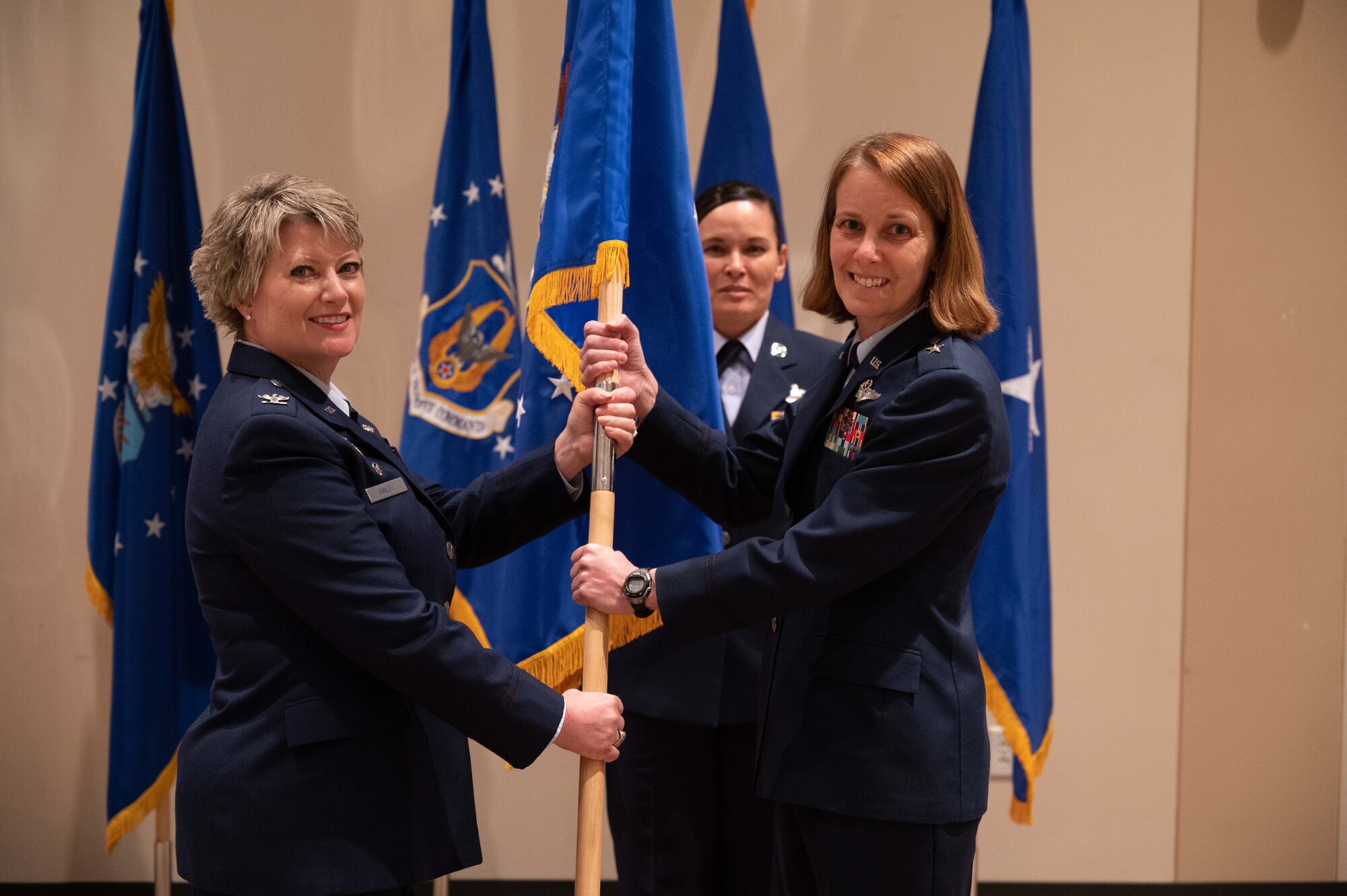 Col. Kelli Smiley relinquished command of Headquarters Air Reserve Personnel Center at Buckley Air Force Base, Colorado, to Brig. Gen. Jennie Johnson  May 21, 2021.