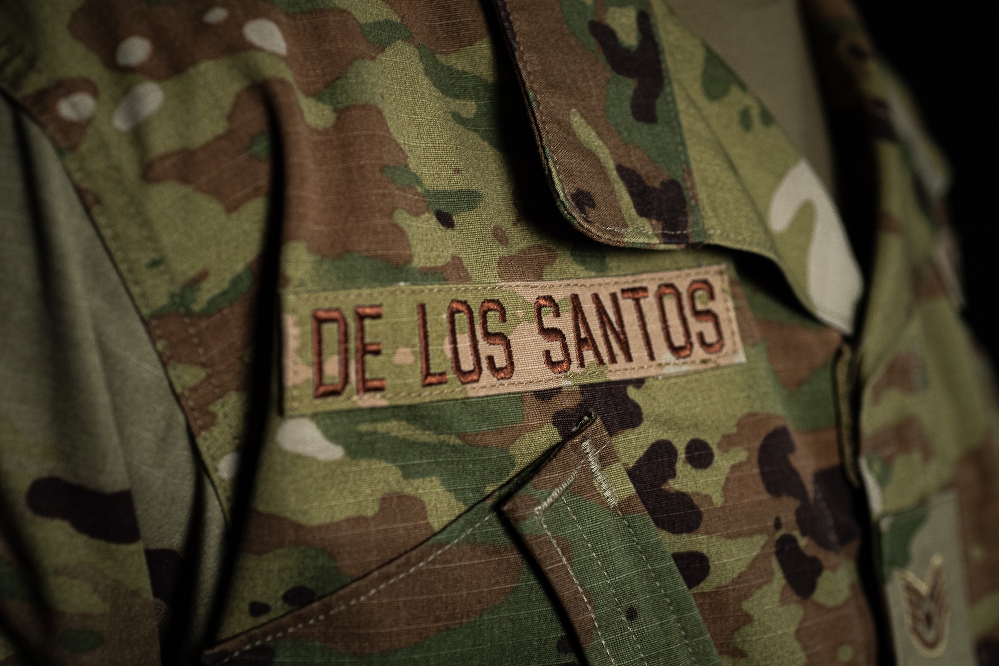 A photo of Staff Sergeant Cesar De Los Santos Zapata's name tape