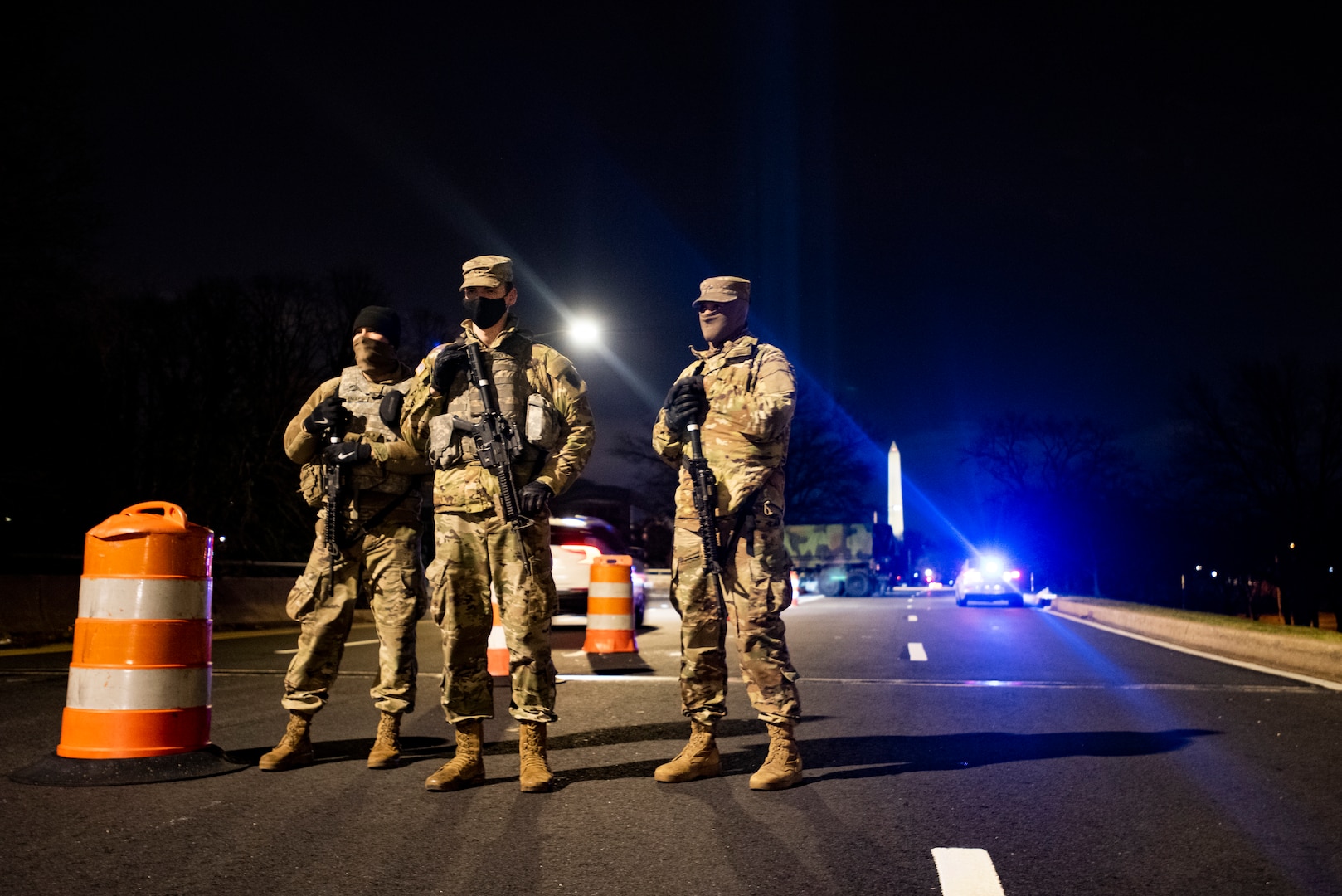 National Guard Soldiers provide security at a checkpoint as part of the 59th Presidential Inauguration on Jan. 20.