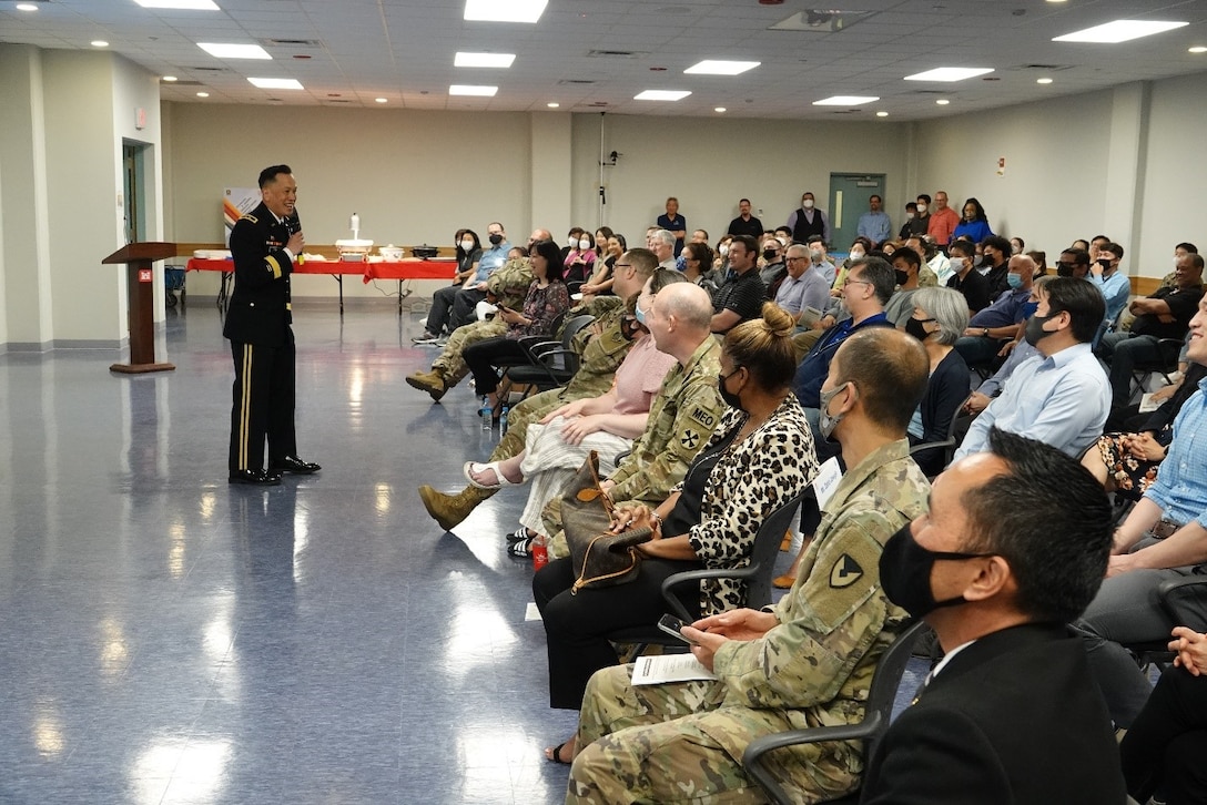 An Asian American Pacific Islander Heritage Month observance was held at Far East District (FED) headquarters, May 20. The theme for this year’s AAPI Heritage Month is “Advancing Leaders Through Purpose-Driven Service.” The South Pacific Warriors dance team and Eighth Army Rock Band gave performances, and the Humphreys High School JROTC presented the colors.