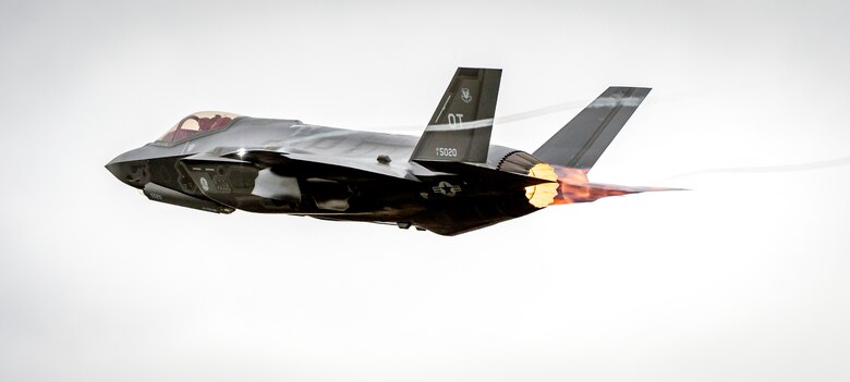 An F-35A of the 31st Test and Evaluation Squadron, a tenant unit at Edwards Air Force Base, Calif., takes off on a test flight at Mountain Home AFB, Idaho, Feb 18, 2016. Six operational test and evaluation F-35s and more than 85 Airmen of the 31st TES travelled to Mountain Home AFB to conduct the first simulated deployment test of the F-35A, specifically to execute three key initial operational capability mission sets: suppression of enemy air defenses, close air support and air interdiction. (U.S. Air Force photo by J.M. Eddins Jr.)