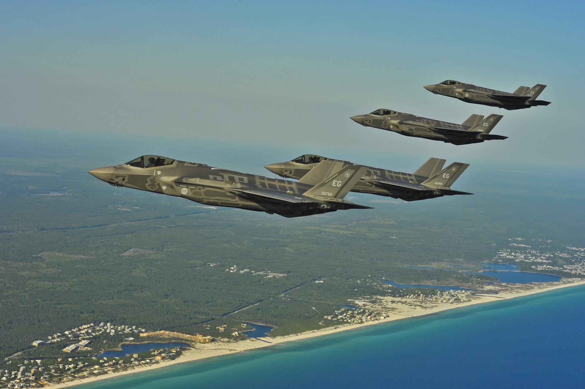 F-35A Lightning IIs from the 58th Fighter Squadron, 33rd Fighter Wing, Eglin AFB, Fla., perform an aerial refueling mission May 14, 2013, off the coast of northwest Florida. The 33rd Fighter Wing is a joint graduate flying and maintenance training wing that trains Air Force, Marine, Navy and international partner operators and maintainers of the F-35 Lightning II. (U.S. Air Force photo/Master Sgt. Donald R. Allen)