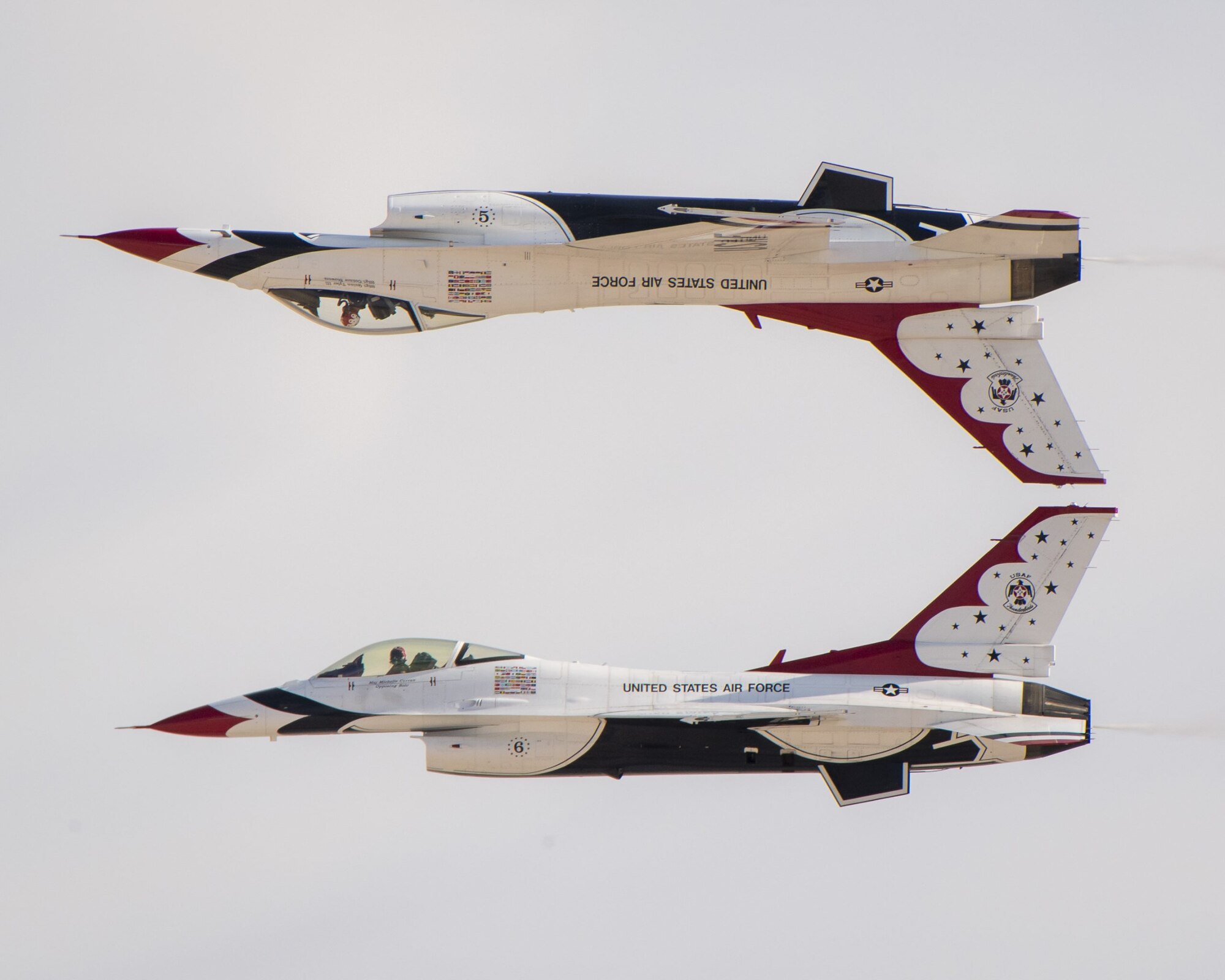 The U.S. Air Force Air Demonstration Squadron “Thunderbirds” conduct a practice performance, November 15, 2019 at Nellis Air Force Base, Nev., in preparation for the Aviation Nation air show. This show will mark the culmination of the Thunderbirds’ 2019 show season.