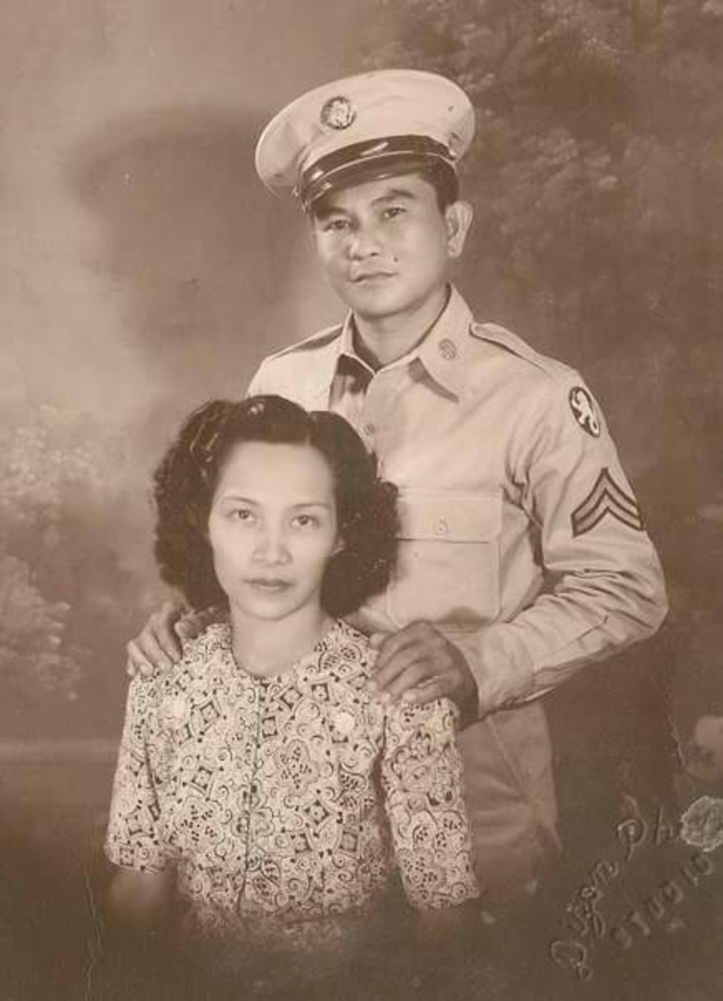 Ben and Cippy Parcasio pose for a photo in 1940, in the Philippines. (U.S. Air Force courtesy photo)