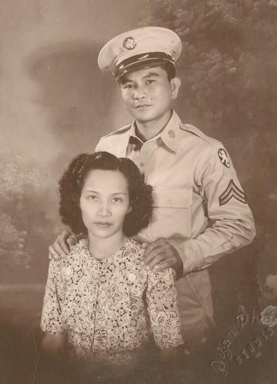 Ben and Cippy Parcasio pose for a photo in 1940, in the Philippines. (U.S. Air Force courtesy photo)