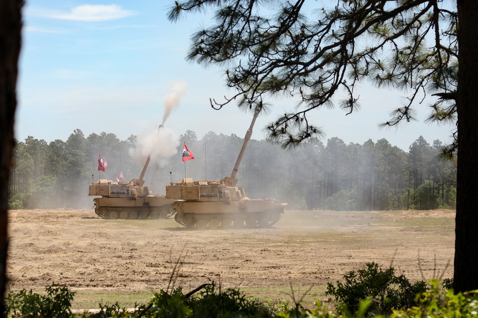 Soldiers with the North Carolina National Guard’s 1st Battalion, 113th Field Artillery Regiment, fire newly fielded M109A7 Self-Propelled Howitzer Systems at Fort Bragg, North Carolina, May 20, 2021.