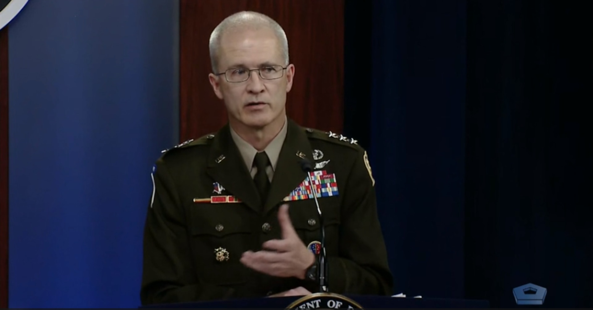 Dr. Terry Adirim, acting assistant defense secretary for health affairs, and Army Lt. Gen. Ronald J. Place, director of the Defense Health Agency, provide the latest COVID-19 updates from the Pentagon, May 20, 2021.