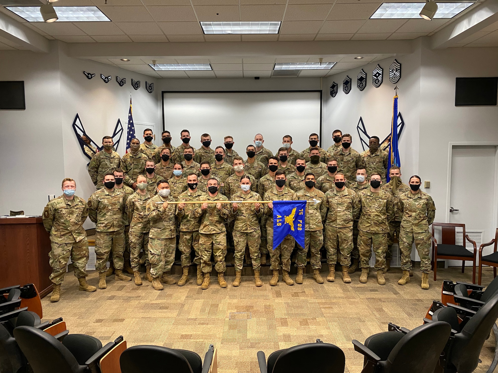 Graduates of Airman Leadership School Class 21-E May 19, 2021, at Hill Air Force Base, Utah. The graduates attended the 17-day, 192-hour course focusing on developing leadership abilities, the profession of arms, and building effective communication. (Courtesy Photo)