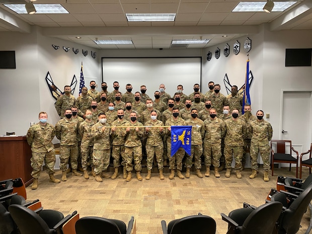 Graduates of Airman Leadership School Class 21-E May 19, 2021, at Hill Air Force Base, Utah. The graduates attended the 17-day, 192-hour course focusing on developing leadership abilities, the profession of arms, and building effective communication. (Courtesy Photo)