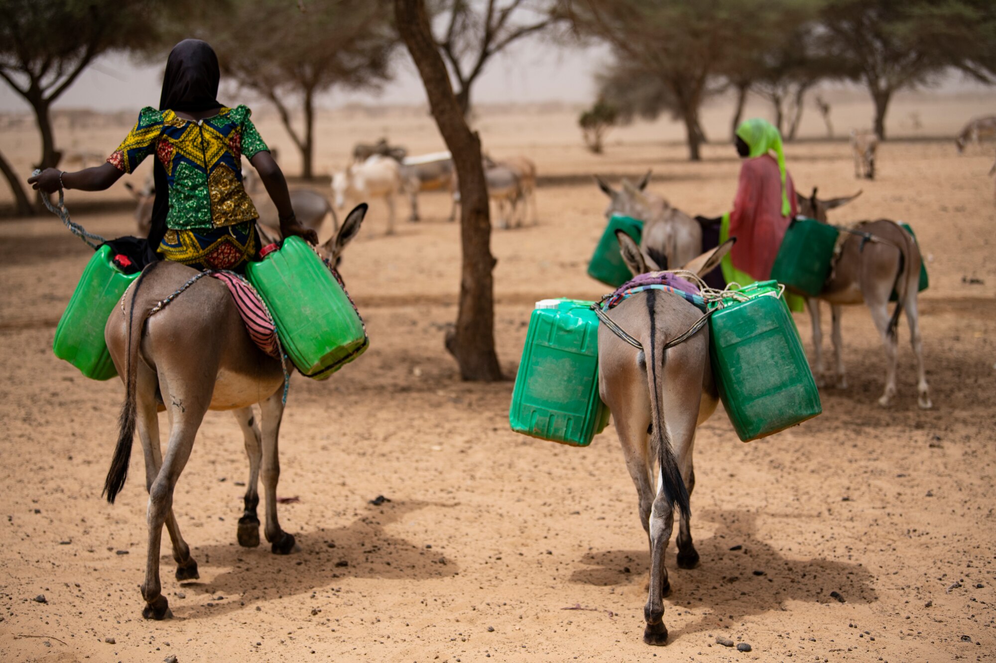 Nigeriens usually have to travel miles to the nearest well and spend hours hand pumping water. with the help of Civil Affairs from Air Base 201. Local wells are being converted to Solar powered wells. cutting the time to get water in half. (U.S. Air Force photo by Tech. Sgt. Perry Aston)