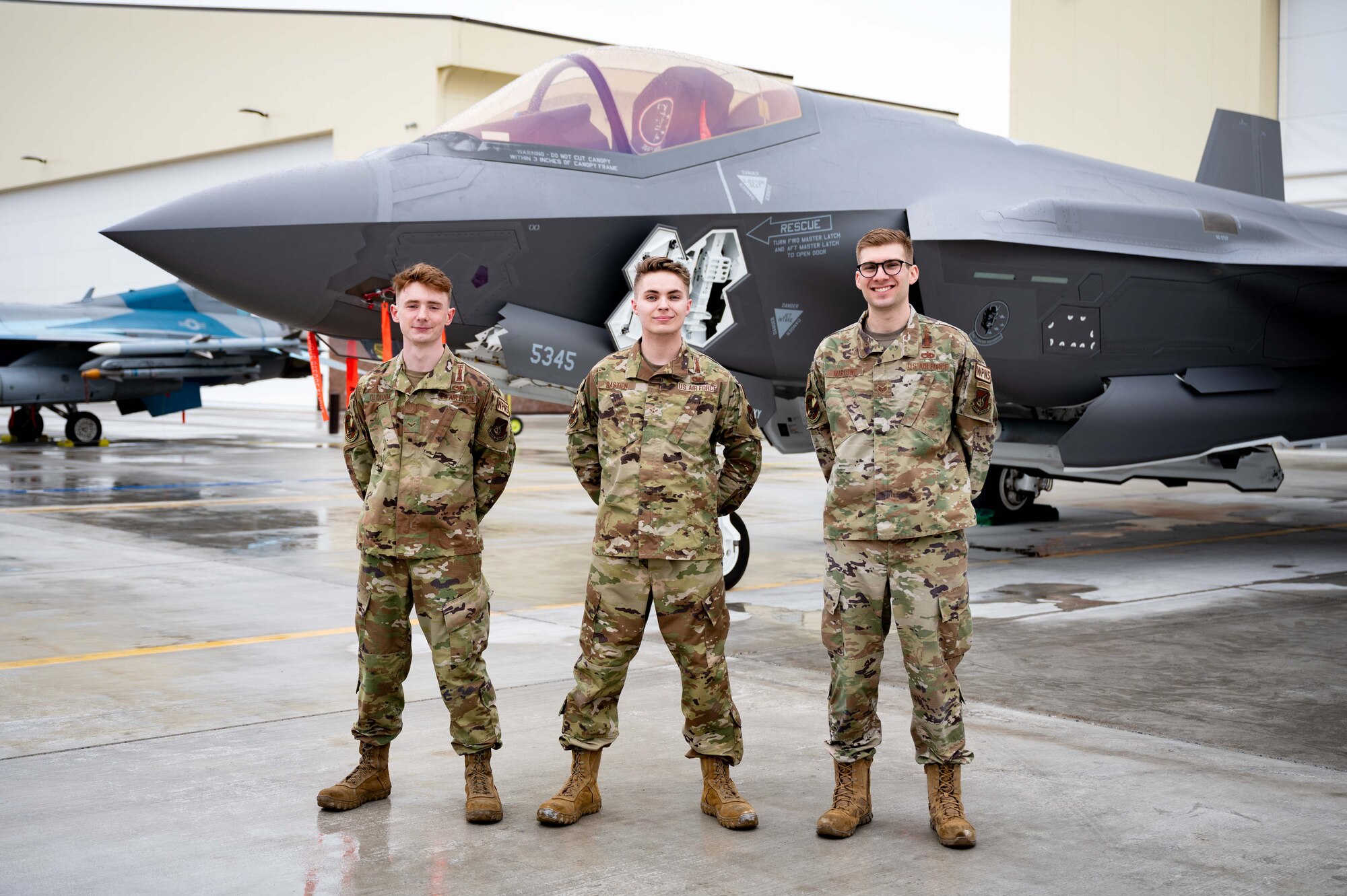 U.S. Airmen from the 356th Aircraft Maintenance Unit pose for a group photo on Eielson Air Force Base, Alaska, May 21, 2021.