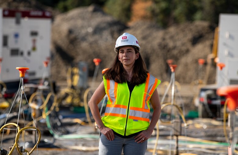 Monica Velasco, U.S. Army Corps of Engineers� chief of the Alaska District's Construction Branch is responsible for many of the construction projects for the F-35 bed down at Elison Air Force Base, Alaska. (U.S. Air Force photo by Tech. Sgt. Perry Aston)