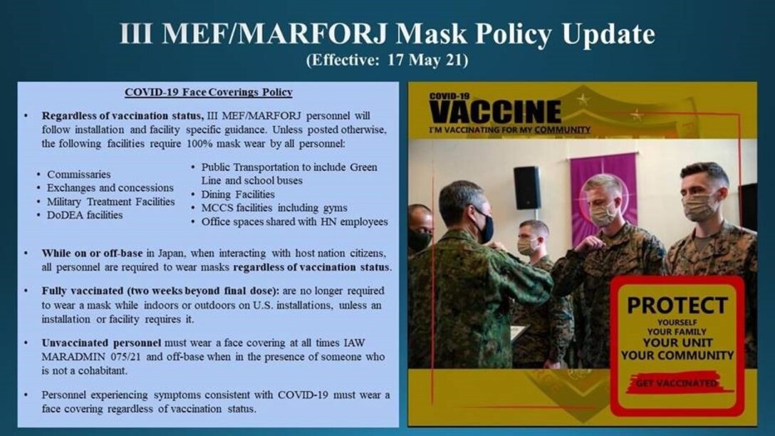 Updated Policy for Vaccinated and Unvaccinated personnel.