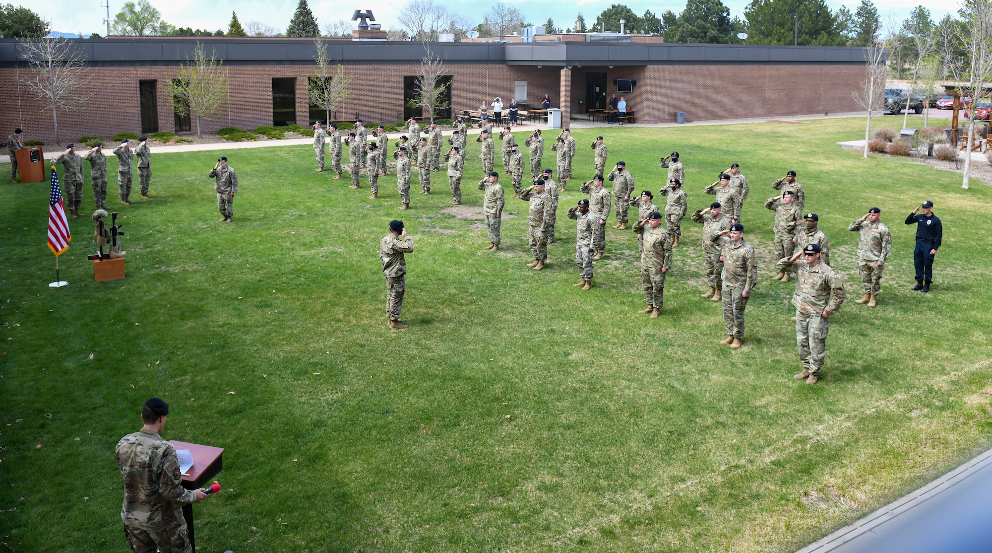 People saluting