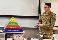 Capt. Alexander Garland, 341st Operations Support Squadron nuclear cryptographic operator, handles nuclear launch code training equipment May 19, 2021, on Malmstrom Air Force Base, Mont. A launch code can be stored in an analog format on a physical object, which greatly increases the security of the launch process. (U.S. Air Force photo by Tech. Sgt. Joseph Park)