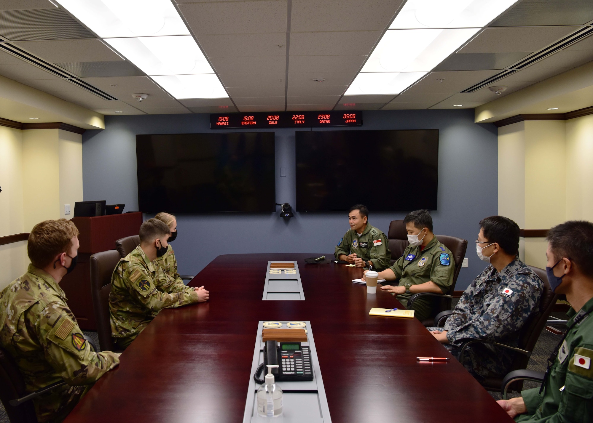 U. S. Air Force Academy cadets met with Republic of Singapore Air Force, Koku-Jieitai (Japan Air Self-Defense Force) and Republic of Korea Air Force liaison officer's s during a visit to Pacific Air Forces Headquarters at Joint Base Pearl Harbor-Hickam, Hawaii, May 7