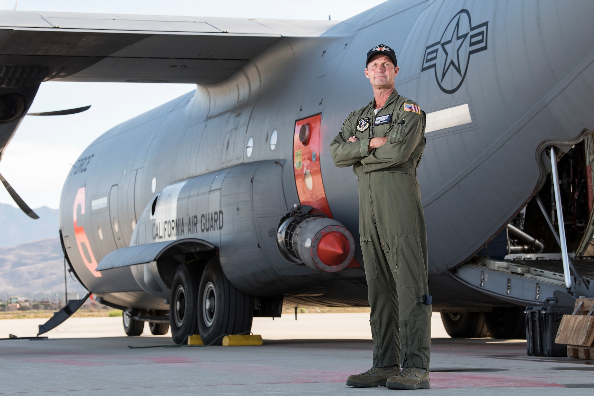 Lt. Col. Scott Pemberton, a C-130J pilot with the 146th Airlift Wing, has been with the 146th for 30 years and has lived in the Ventura/Santa Barbara, California community for about 48.  He has been flying the modular airborne fire fighting system for approximately 20 years. The 146th was activated Dec.5, 2017, to support CAL FIRE with wildfire suppression efforts within the state. (U.S. Air Force photo/Master Sgt. Brian Ferguson)