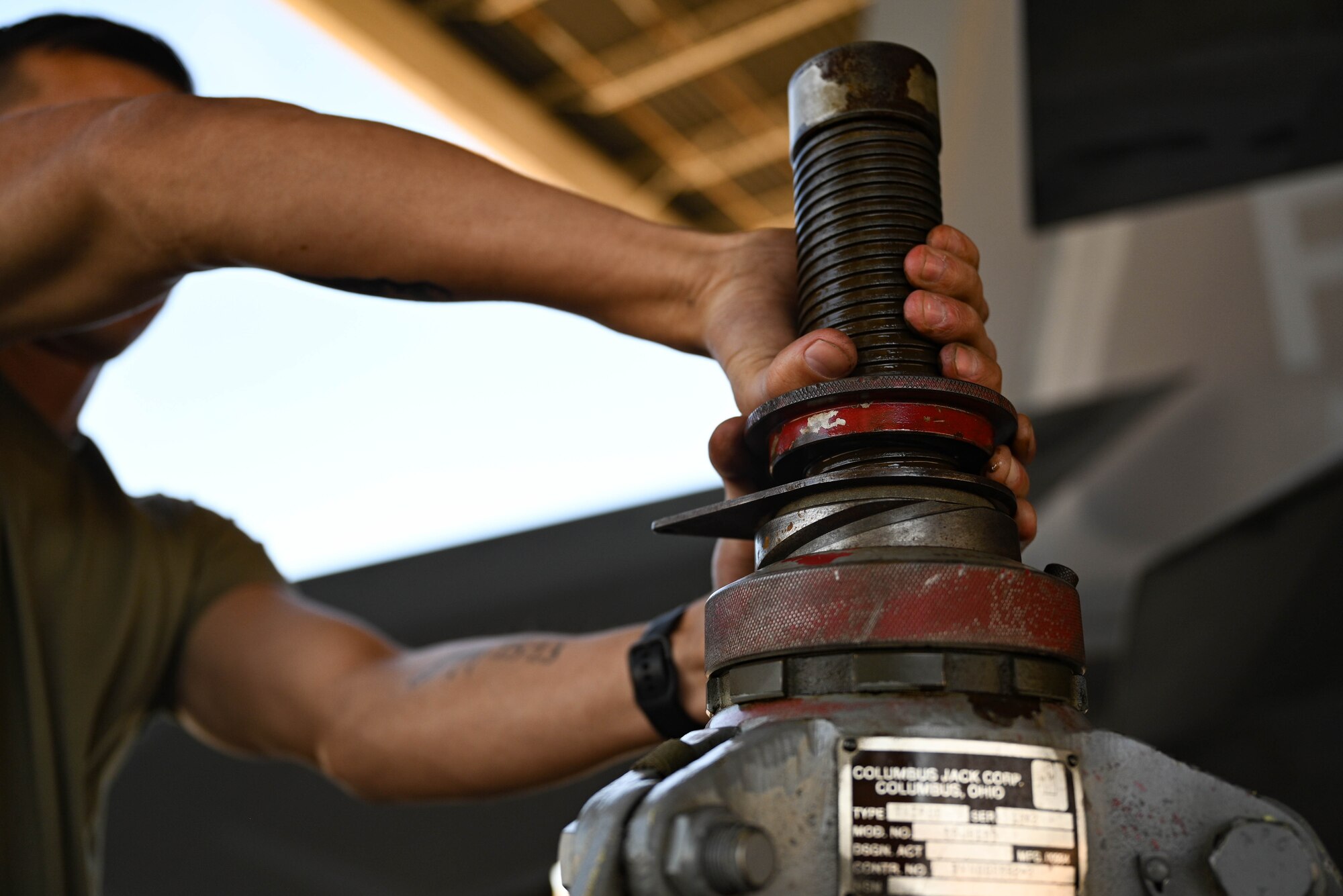 Close up of Airman with equipment