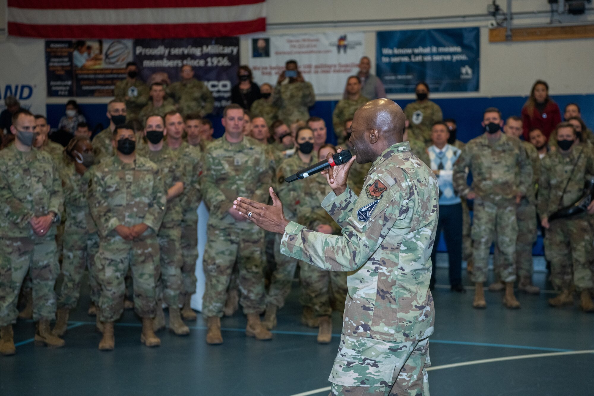 Command Chief speaks to audience members