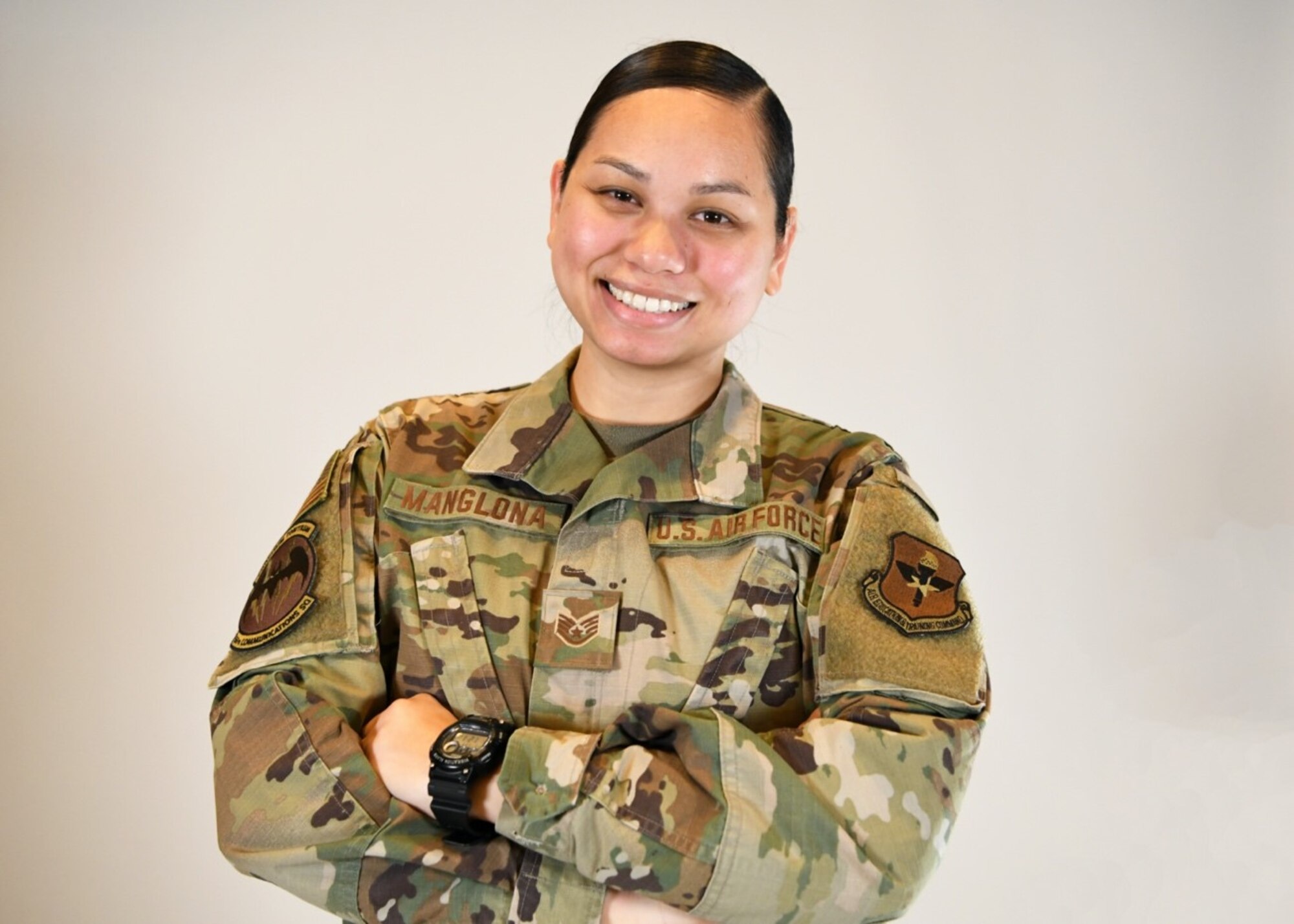 Staff Sgt. Conralyn Manglona, 56th Communications Squadron knowledge management technician, poses for a photo May 24, 2021, at Luke Air Force Base, Arizona. Manglona represents the diversity across the United States Air Force. Asian American and Pacific Islander Heritage Month is recognized in the month of May to celebrate the achievements of Asian American and Pacific Islander men and women. (U.S. Air Force photo by Senior Airman Caitlin Diaz-Gorsi)