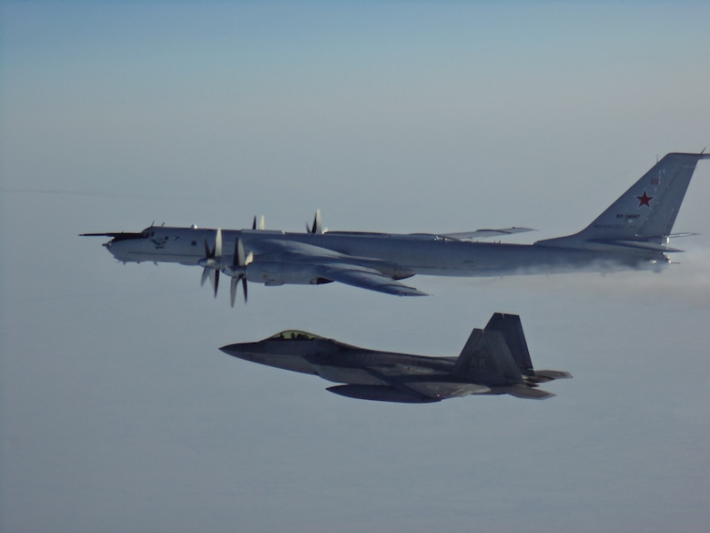 PETERSON AIR FORCE BASE, Colo. – North American Aerospace Defense Command F-22s, CF-18s, supported by KC-135 Stratotanker and E-3 Sentry AWACS aircraft, intercepted two Russian Tu-142 maritime reconnaissance aircraft entering the Alaskan Air Defense Identification Zone on Monday, March 9th.