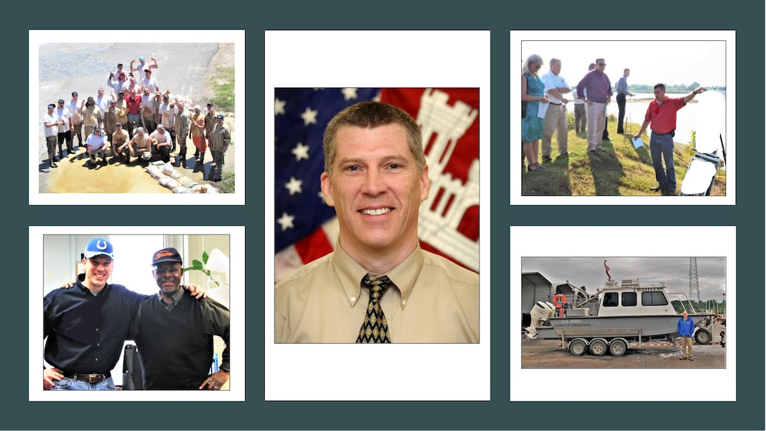 IN THE PHOTOS, a collage of recently passed Darian Chasteen during his many years with the Memphis District U.S. Army Corps of Engineers.