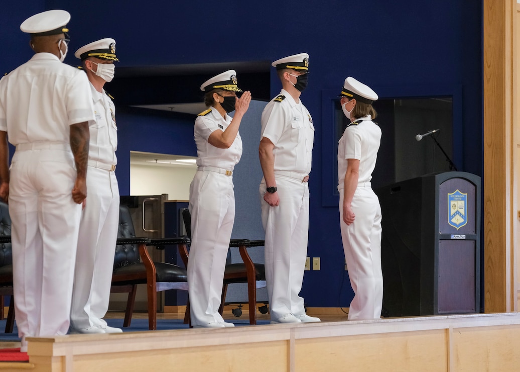 Rear Adm. Shoshana S. Chatfield, president of the U.S. Naval War College (NWC), is the guest speaker at the Officer Candidate School (OCS) graduation for class 10-21, May 14.