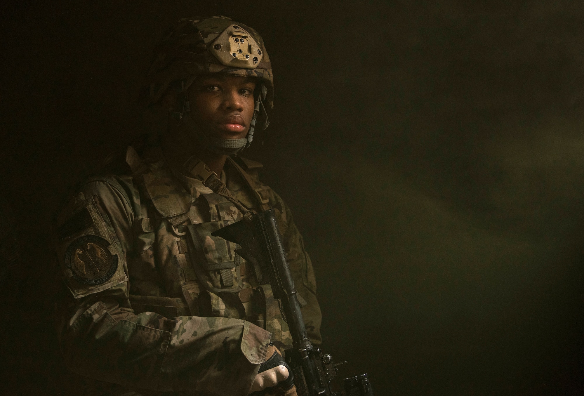 Airman 1st Class Daquan Hayes, 823rd Base Defense Squadron fire team member, Moody Air Force Base, Jan. 12, 2018. The 823rd is one of three operational security forces squadrons under the 820th Base Defense Group whose mission is to provide high-risk force protection and integrated base defense for expeditionary forces. (U.S. Air Force photo by Bennie J. Davis III)