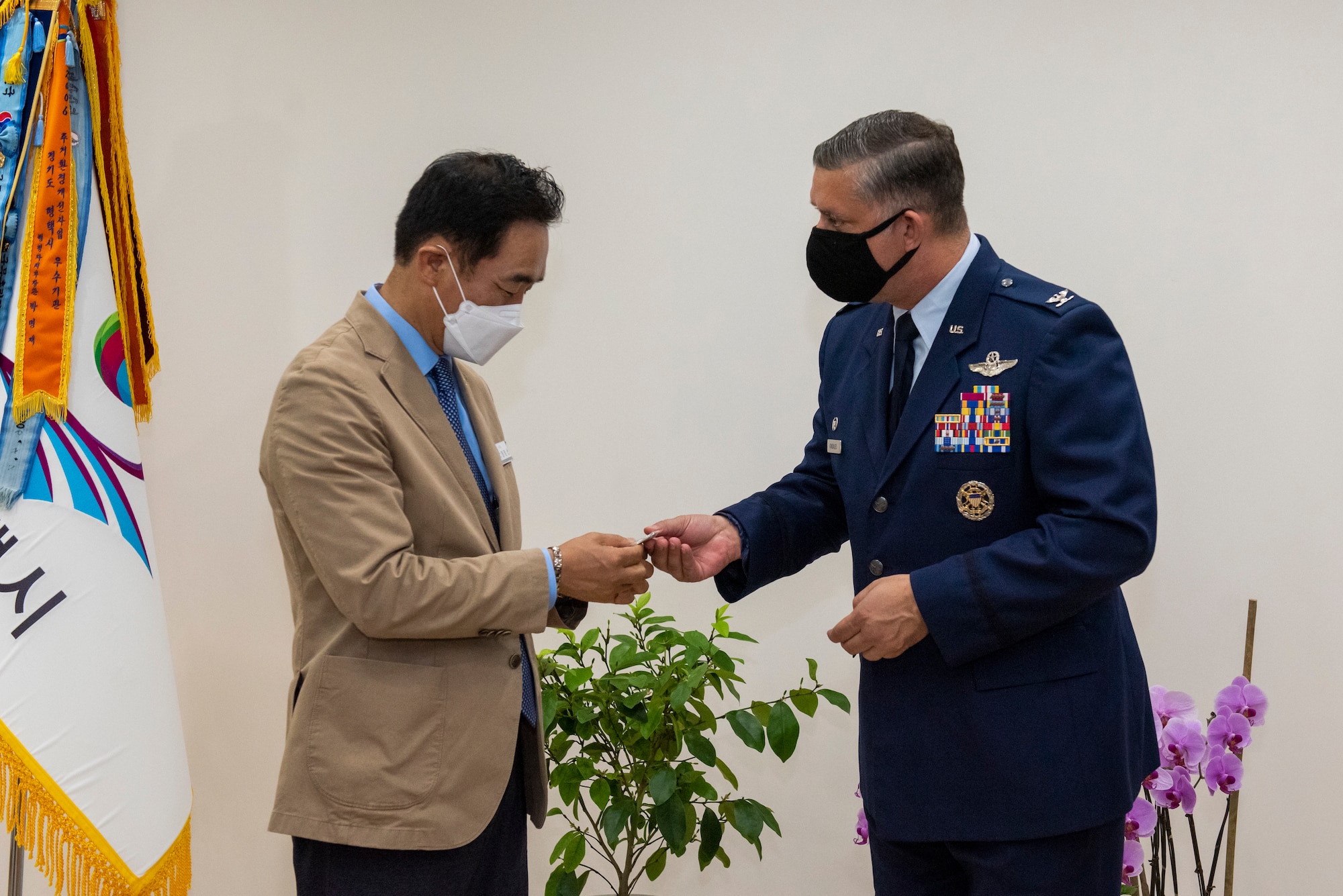 Col. John Gonzales, 51st Fighter Wing commander, was awarded honorary Korean citizenship by Jang Seon Jung, Pyeongtaek mayor, as part of a ceremony on May 25, 2021.