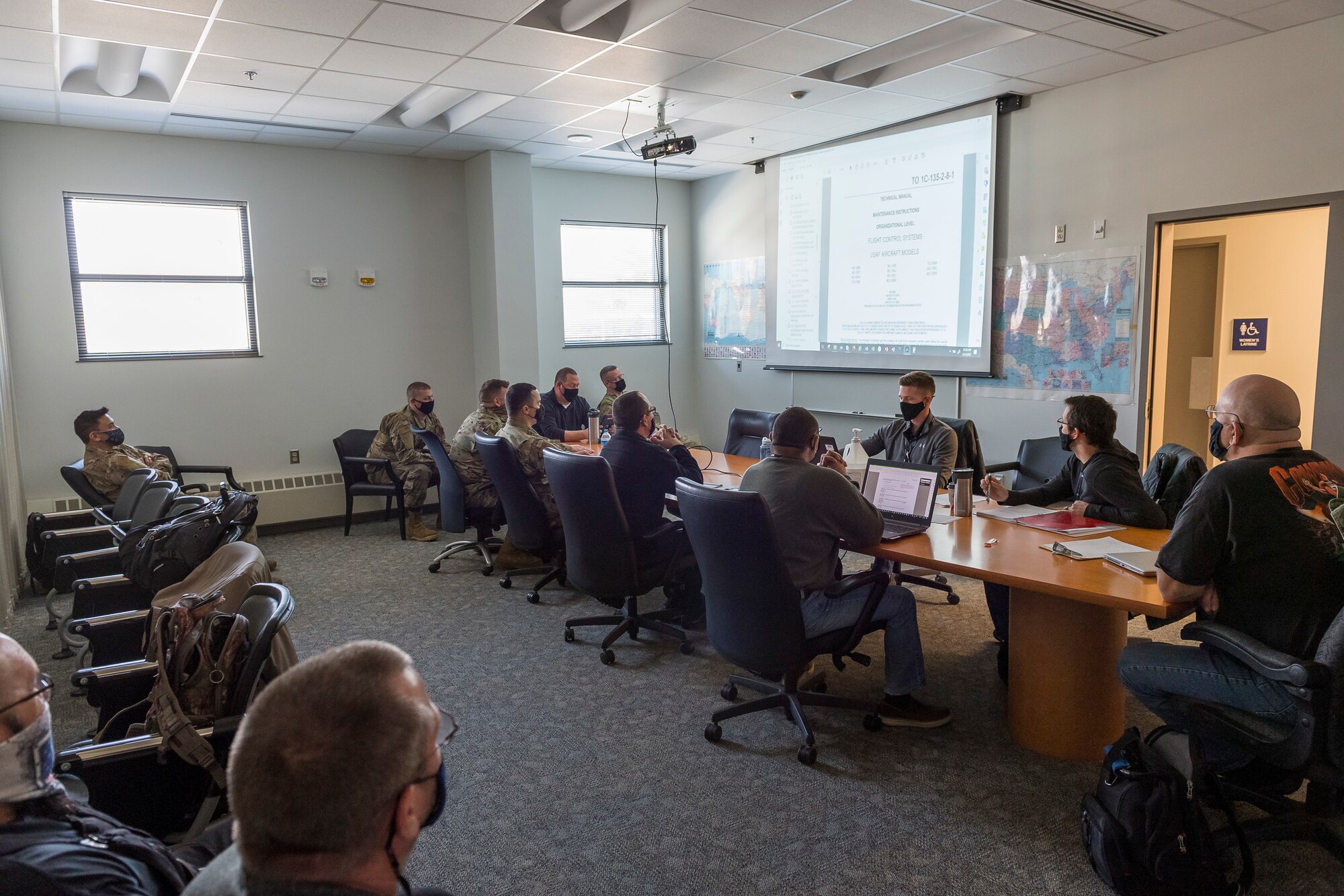 Airmen from the 101st and 134th Air Refueling Wing collaborated with Boeing Engineers on plans for alternative rigging procedures on the KC-135 Stratotanker on March 11, 2021 at the 101st ARW, Bangor, Maine.
