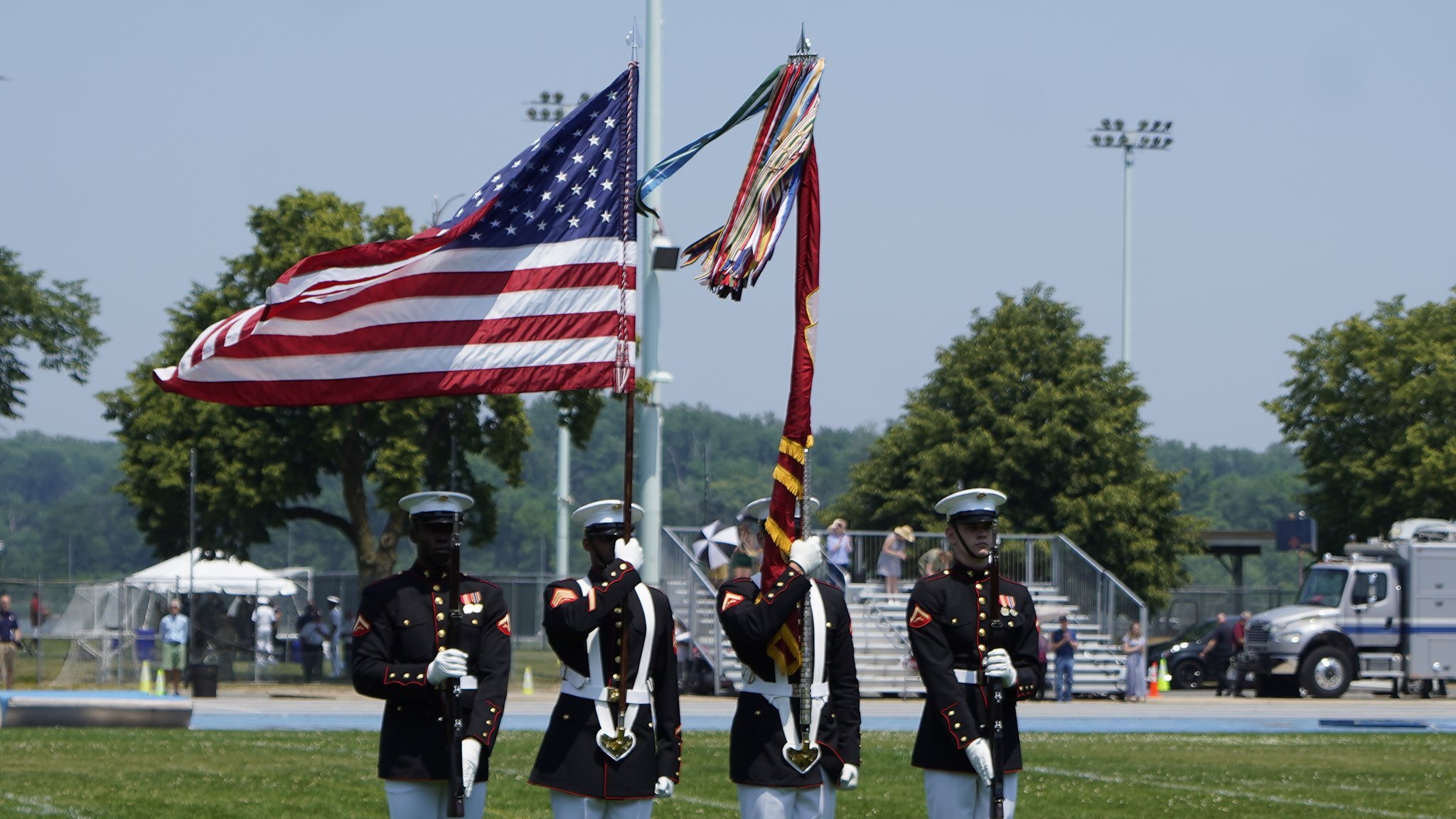 Marine Barracks' Battle Color Detachment performs at Commissioning Week