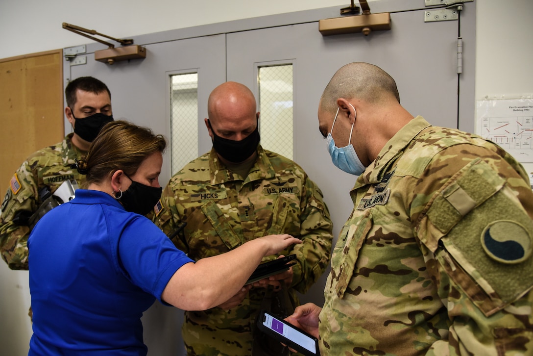 Virginia National Guard aviators participate in an air operations exercise managed by the Virginia Department of Emergency Management May 10, 2021, at the Army Aviation Support Facility in Sandston, Virginia. The exercise aimed to test a new smart phone-enabled mission-management platform designed for use during a large-scale emergency response effort, such as a hurricane. With the potential for air support from multiple agencies, all on different communications platforms, the new program aims to simplify mission assignment and reporting efforts. In addition to VNG and VDEM personnel, the training included members of the U.S. Coast Guard, the Virginia State Police, the Federal Aviation Administration, the North Carolina National Guard and the North Carolina Department of Public Safety. The training also allowed for a test of loading and using communications by air crews and helicopter crews from VNG, VSP and USCG tested the new platform during a simulated response exercise. (U.S. Army National Guard photo by Sgt. 1st Class Terra C. Gatti)