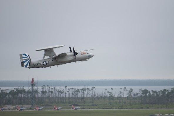 A U.S. Navy E-2D Advanced Hawkeye takes off