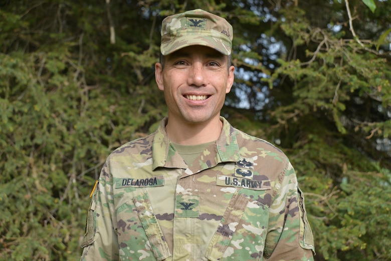 Col. Damon Delarosa, U.S. Army Corps of Engineers – Alaska District commander, stands outside district headquarters May 27.