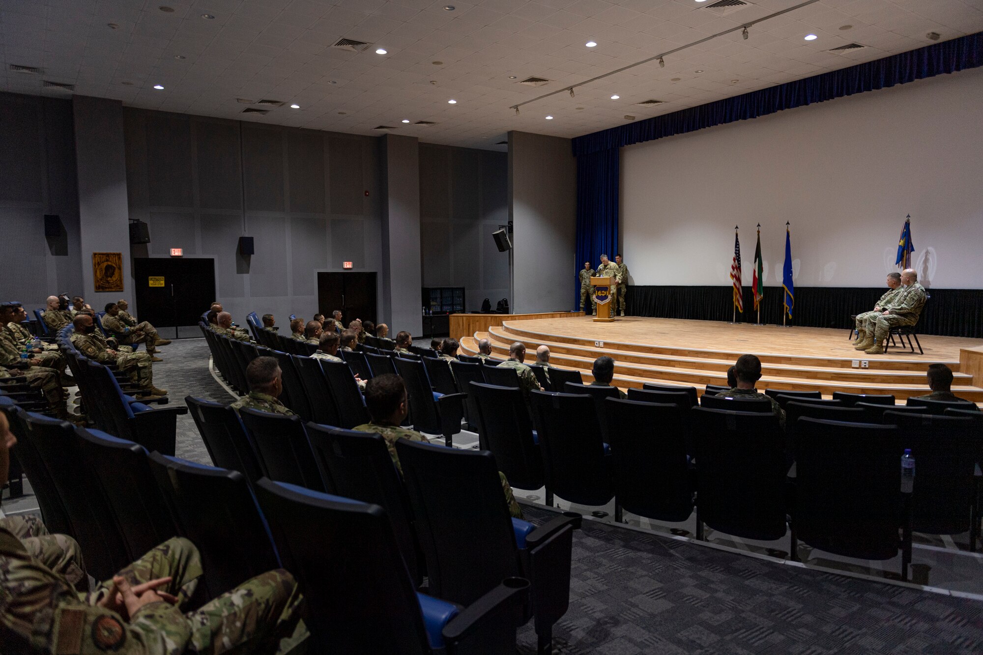 A photo of Airmen at a ceremony