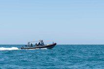 210524-N-KC128-0294 HANNOUSH, Lebanon (May 24, 2021) – Members of the Lebanese Armed Forces deploy an underwater roving vehicle into the water during a mine-searching demonstration with Sailors assigned to Commander, Task Force 52 as part of exercise Resolute Union 21 in the Mediterranean Sea, May 24. Resolute Union 21 is an annual, bilateral explosive ordnance disposal and maritime security exercise between U.S. 5th Fleet and Lebanese Armed Forces to enhance mutual capabilities and interoperability. (U.S. Navy photo by Mass Communication Specialist 1st Class Daniel Hinton)