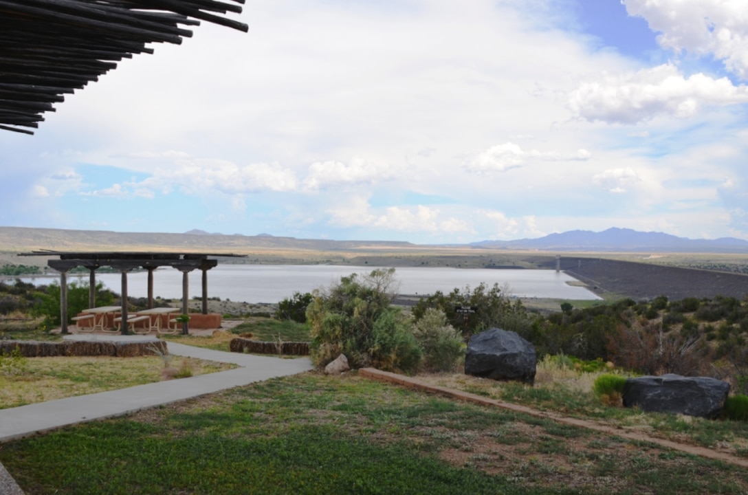Cochiti Lake and Dam as seen from the Visitor Center.