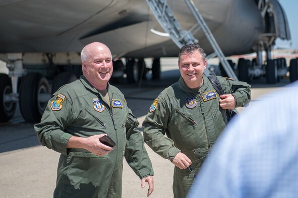 Following the final flight of his Air Force career, Senior Master Sgt. Christopher Kerr, 312th Airlift Squadron flight engineer, is celebrated by his fellow Reserve Citizen Airmen at Travis Air Force Base, California.