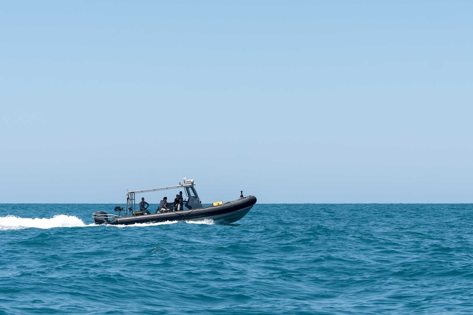 210524-N-KC128-0294 HANNOUSH, Lebanon (May 24, 2021) – Members of the Lebanese Armed Forces deploy an underwater roving vehicle into the water during a mine-searching demonstration with Sailors assigned to Commander, Task Force 52 as part of exercise Resolute Union 21 in the Mediterranean Sea, May 24. Resolute Union 21 is an annual, bilateral explosive ordnance disposal and maritime security exercise between U.S. 5th Fleet and Lebanese Armed Forces to enhance mutual capabilities and interoperability. (U.S. Navy photo by Mass Communication Specialist 1st Class Daniel Hinton)