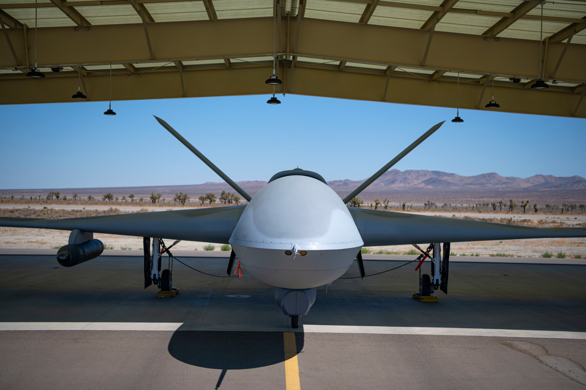 A General Atomics MQ-20 Avenger unmanned vehicle prepares for taxi at El Mirage Airfield, Calif. June 24, 2021